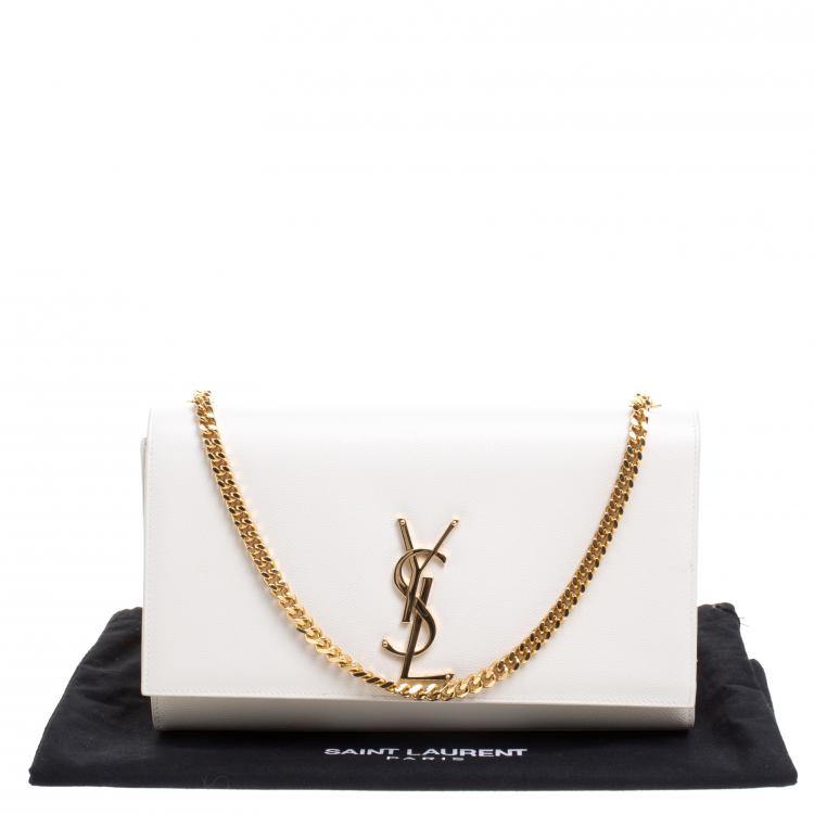 Pre Owned Saint Laurent Paris Off White Leather Kate Crossbody Bag