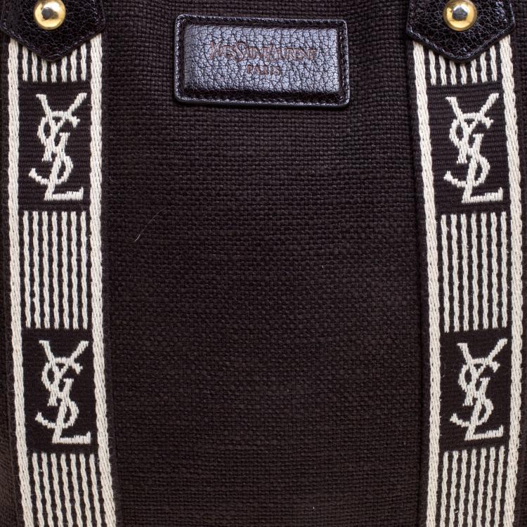 Pre Owned Saint Laurent Paris Dark Brown Canvas Beach Bag