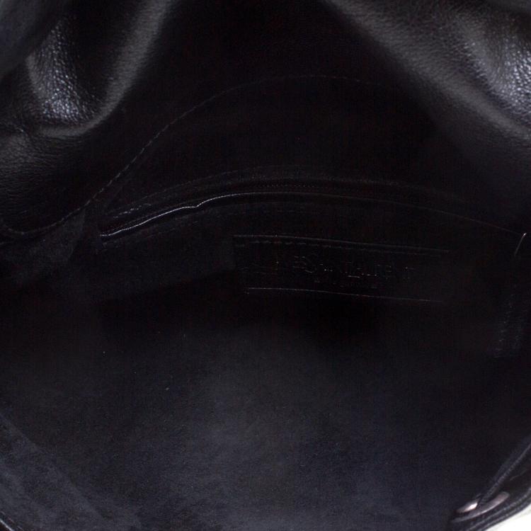 Pre Owned Saint Laurent Paris Black Leather Nadja Rose Petal Hobo