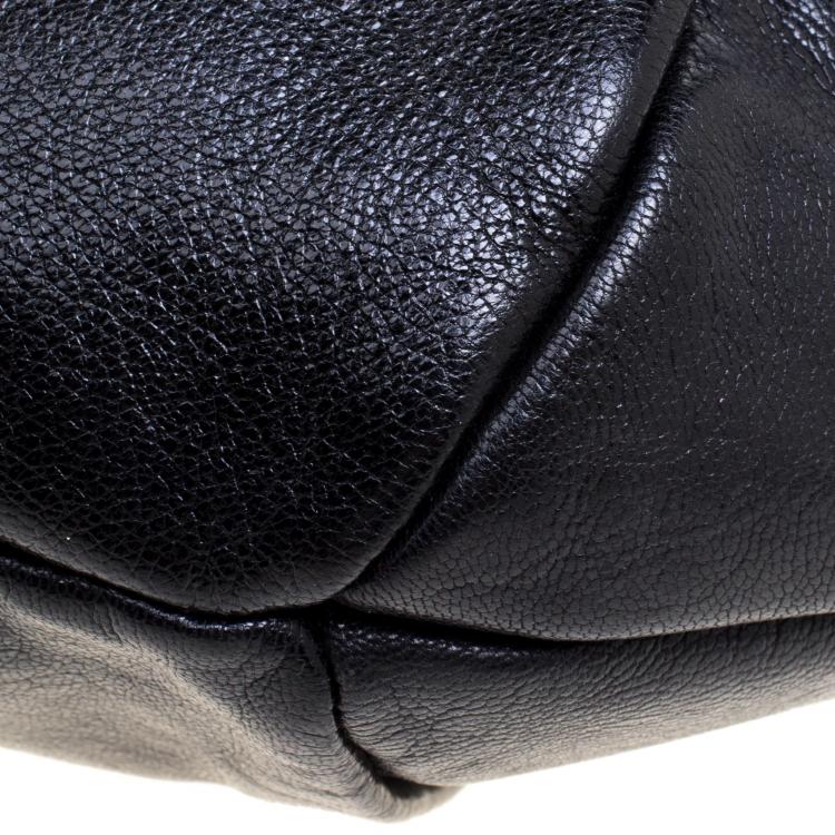 Pre Owned Saint Laurent Paris Black Leather Nadja Rose Petal Hobo