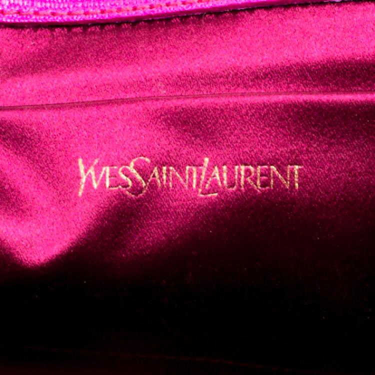 Pre Owned Saint Laurent Paris Pink Leather Large Chyc Clutch