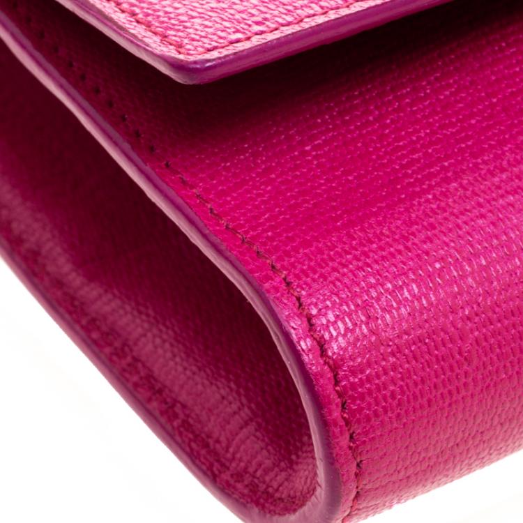 Pre Owned Saint Laurent Paris Pink Leather Large Chyc Clutch