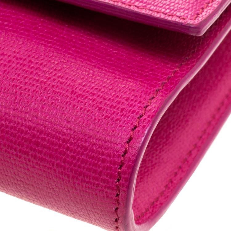 Pre Owned Saint Laurent Paris Pink Leather Large Chyc Clutch