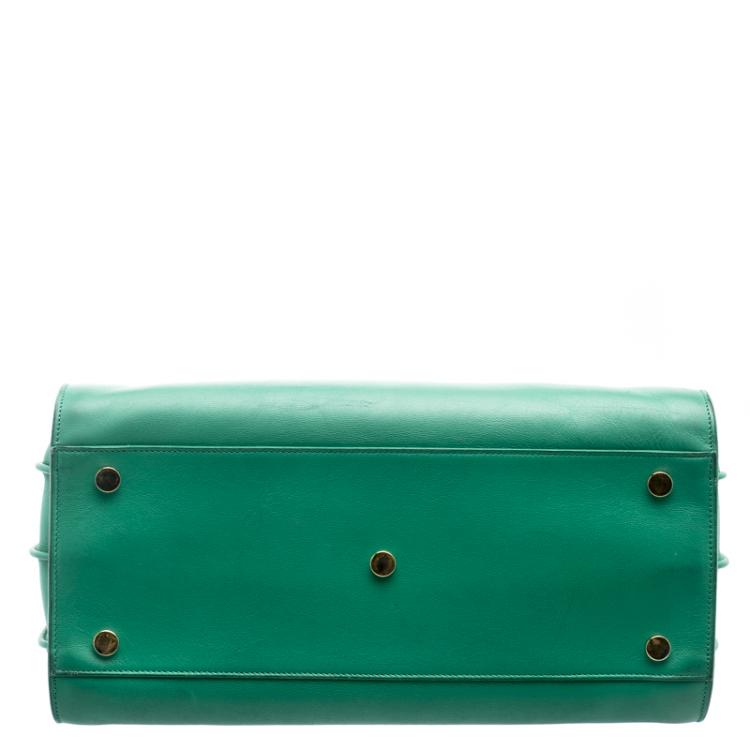 Pre Owned Saint Laurent Paris Green Leather Small Classic Sac De Jour Tote