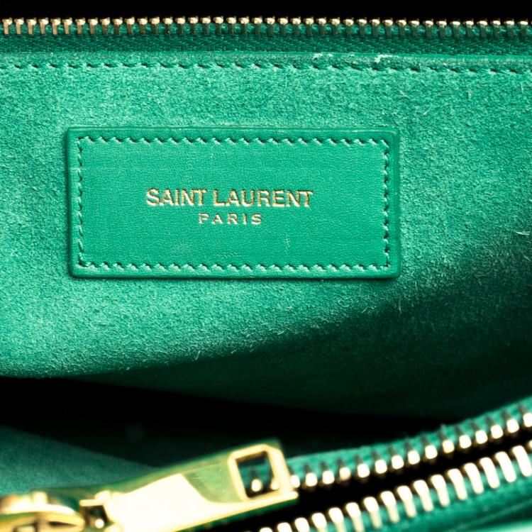 Pre Owned Saint Laurent Paris Green Leather Small Classic Sac De Jour Tote
