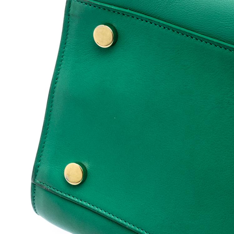 Pre Owned Saint Laurent Paris Green Leather Small Classic Sac De Jour Tote