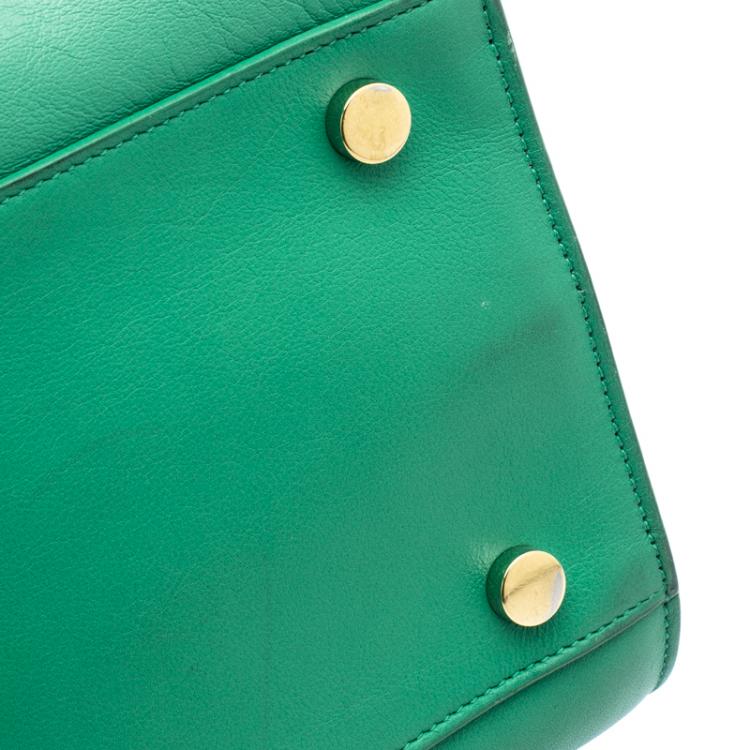 Pre Owned Saint Laurent Paris Green Leather Small Classic Sac De Jour Tote