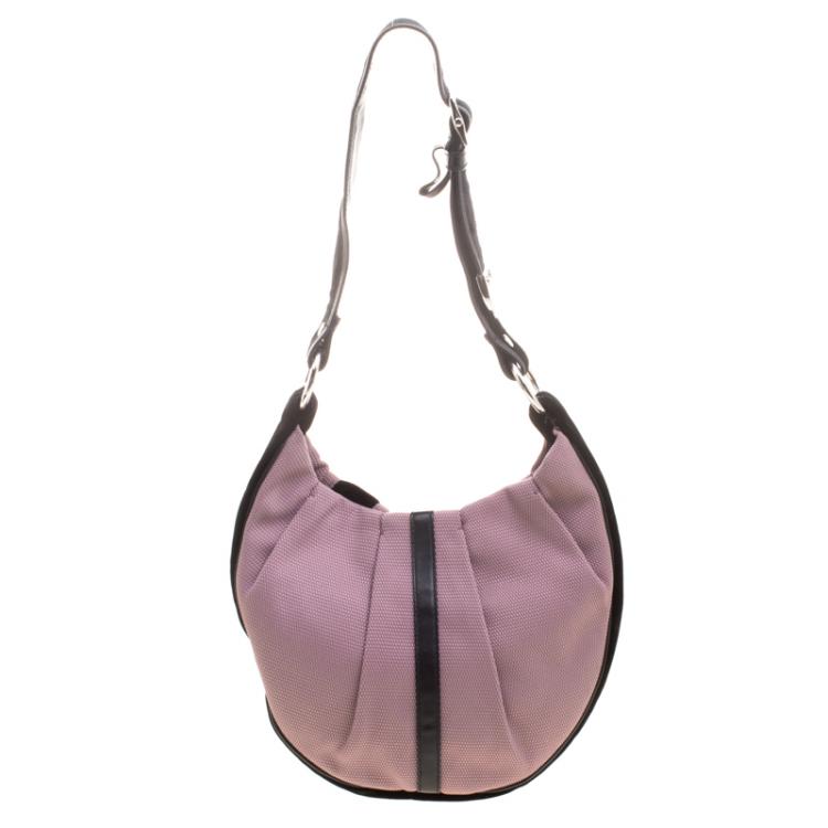 Pre Owned Saint Laurent Paris Lilac/Black Canvas and Velvet RG Classic Pleated Hobo