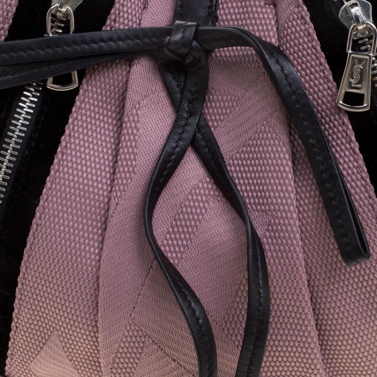Pre Owned Saint Laurent Paris Lilac/Black Canvas and Velvet RG Classic Pleated Hobo