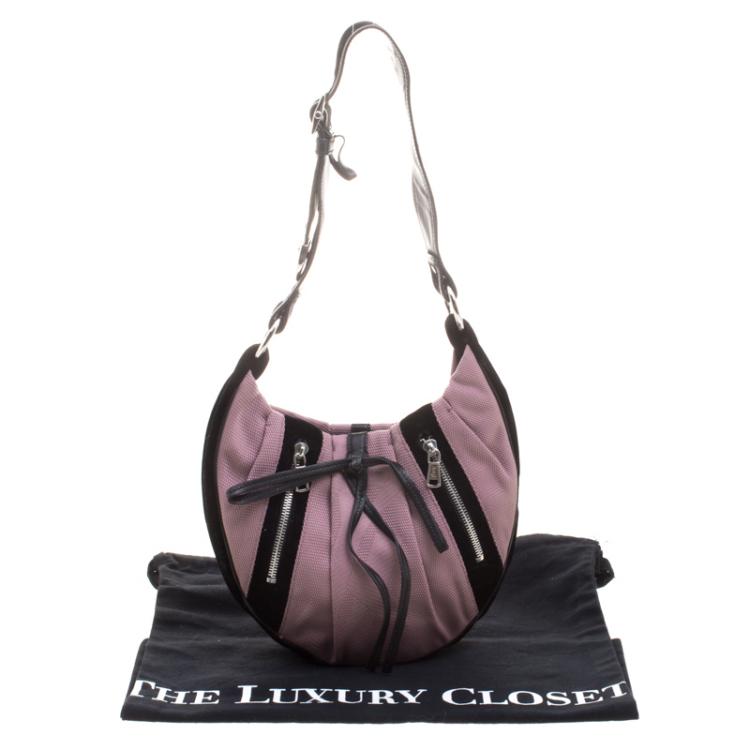 Pre Owned Saint Laurent Paris Lilac/Black Canvas and Velvet RG Classic Pleated Hobo