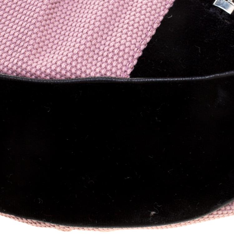 Pre Owned Saint Laurent Paris Lilac/Black Canvas and Velvet RG Classic Pleated Hobo