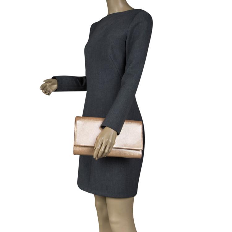 Pre Owned Saint Laurent Paris Blush Pink Patent Leather Belle De Jour Flap Clutch