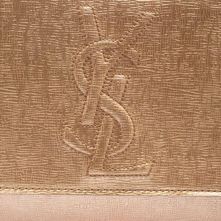 Pre Owned Saint Laurent Paris Blush Pink Patent Leather Belle De Jour Flap Clutch