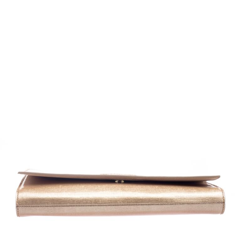 Pre Owned Saint Laurent Paris Blush Pink Patent Leather Belle De Jour Flap Clutch