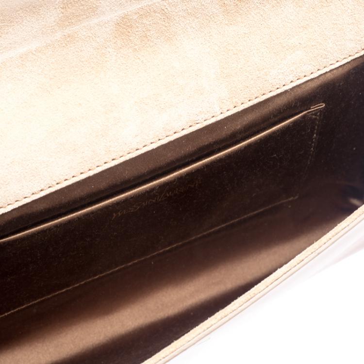 Pre Owned Saint Laurent Paris Blush Pink Patent Leather Belle De Jour Flap Clutch