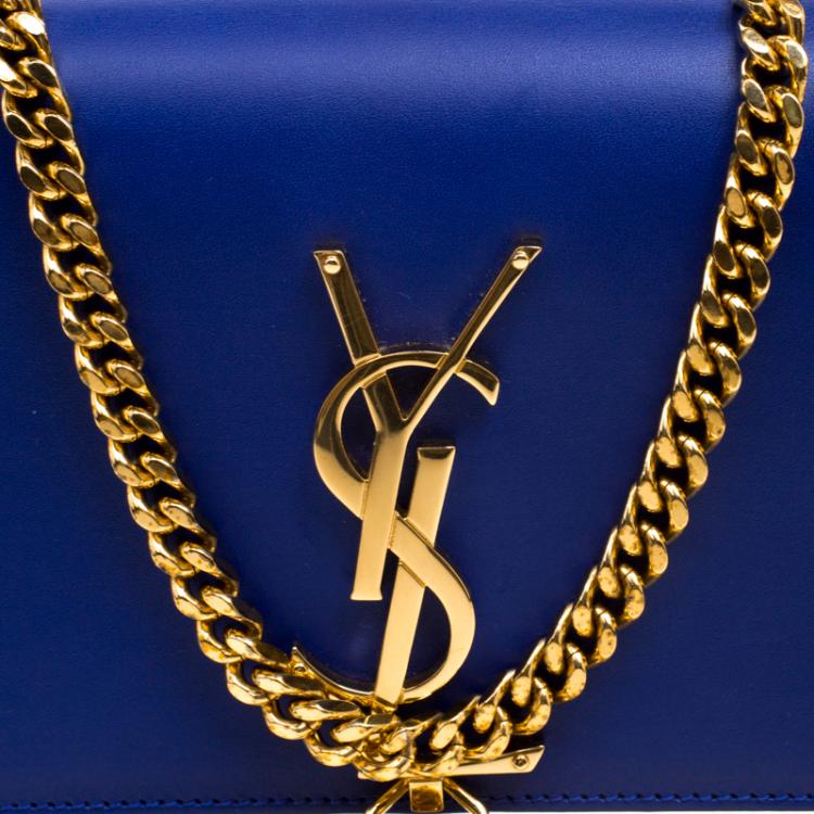 Pre Owned Saint Laurent Paris Blue Leather Small Kate Tassel Crossbody Bag