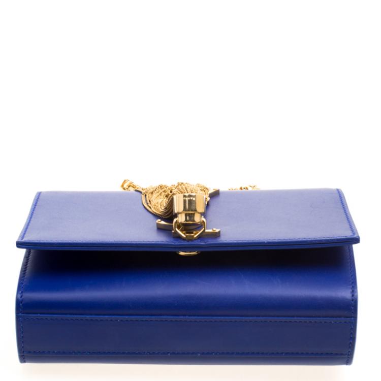 Pre Owned Saint Laurent Paris Blue Leather Small Kate Tassel Crossbody Bag