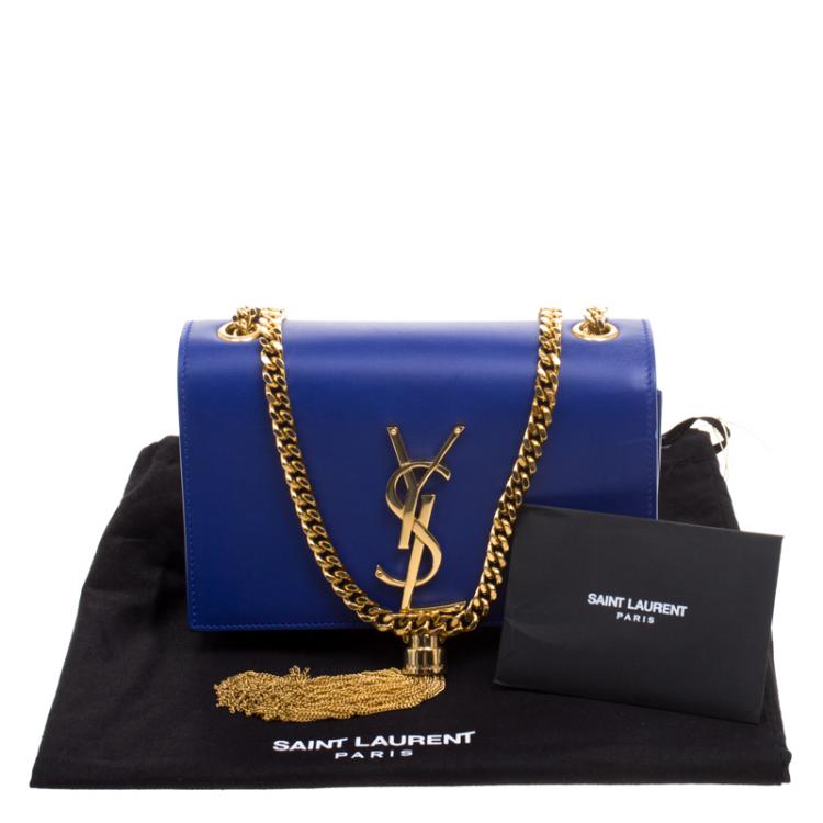 Pre Owned Saint Laurent Paris Blue Leather Small Kate Tassel Crossbody Bag