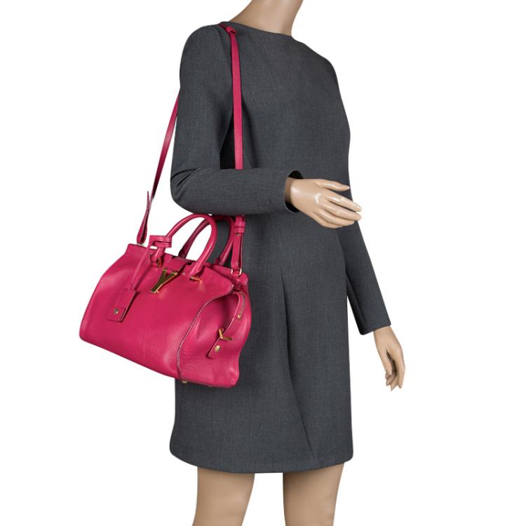 Pre Owned Saint Laurent Paris Hot Pink Leather Small Cabas Chyc Tote