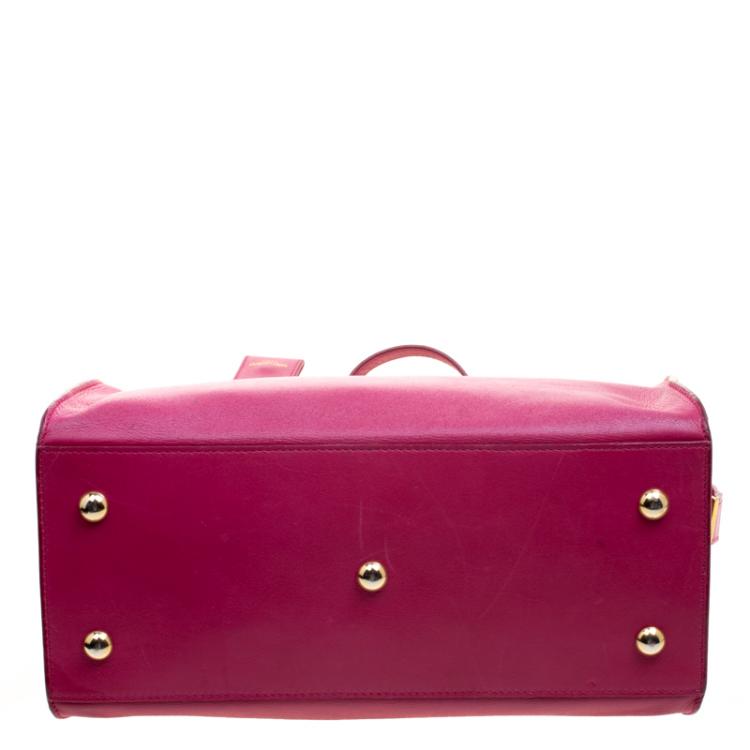 Pre Owned Saint Laurent Paris Hot Pink Leather Small Cabas Chyc Tote