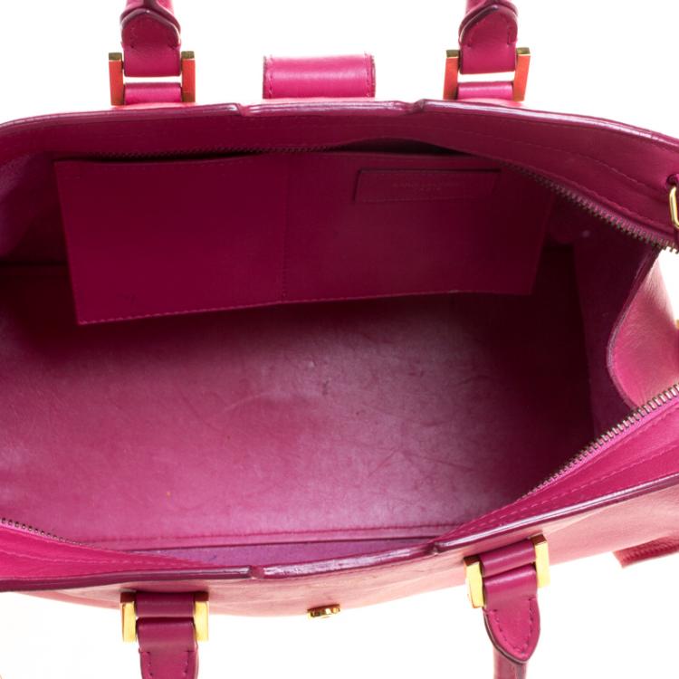 Pre Owned Saint Laurent Paris Hot Pink Leather Small Cabas Chyc Tote