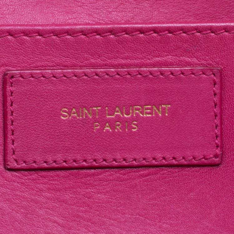 Pre Owned Saint Laurent Paris Hot Pink Leather Small Cabas Chyc Tote