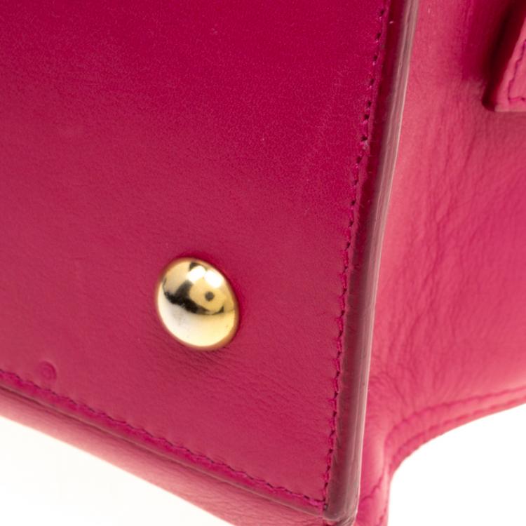 Pre Owned Saint Laurent Paris Hot Pink Leather Small Cabas Chyc Tote