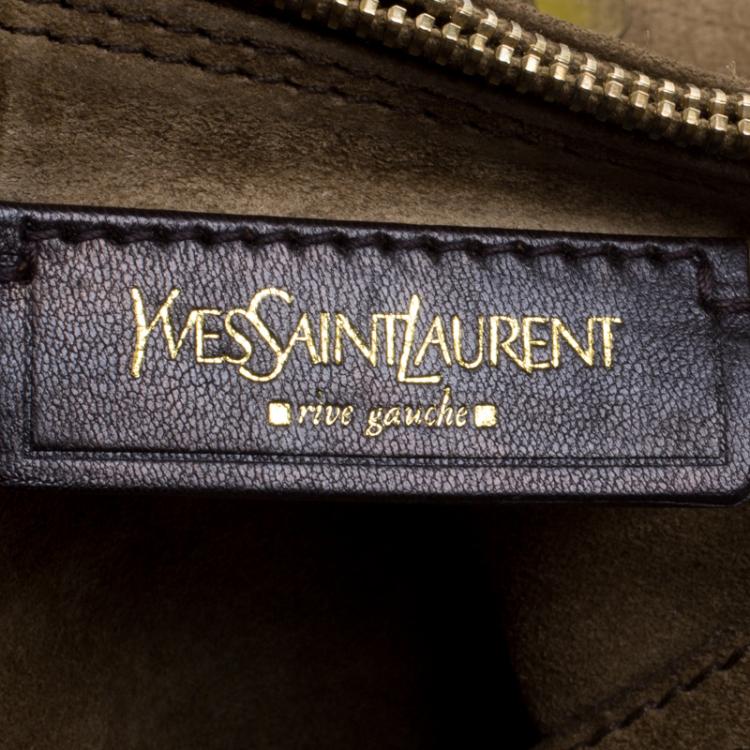 Pre Owned Saint Laurent Paris Brown Croc Embossed Leather Medium Muse Two Satchel