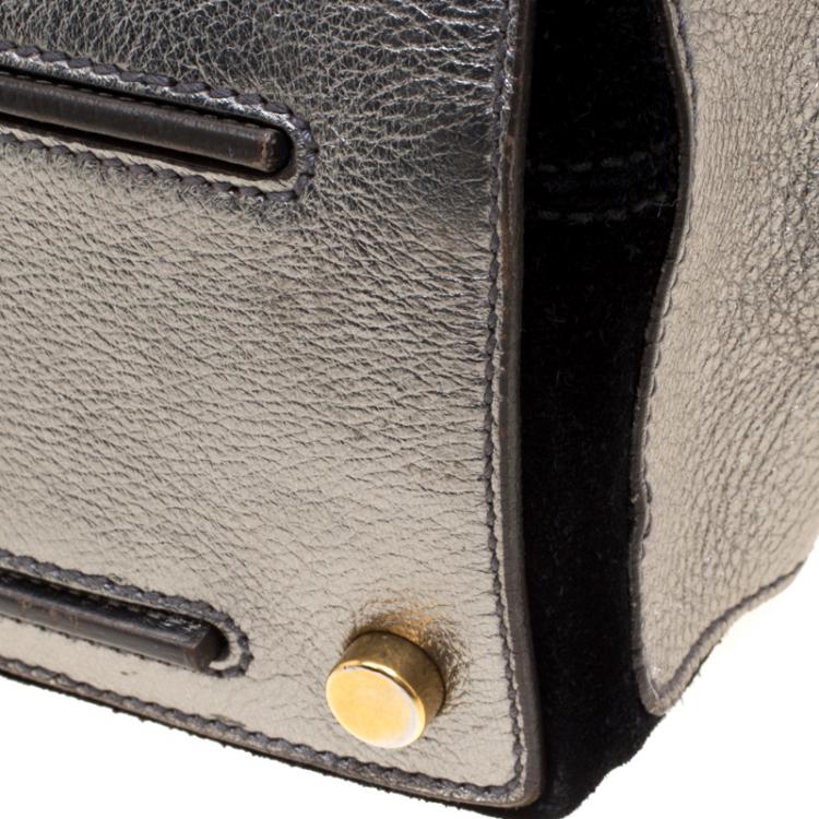 Pre Owned Saint Laurent Paris Silver Leather Large Muse Two Satchel