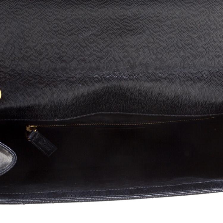Pre Owned Saint Laurent Paris Black Black Matelasse Leather Cassandre Shoulder Bag