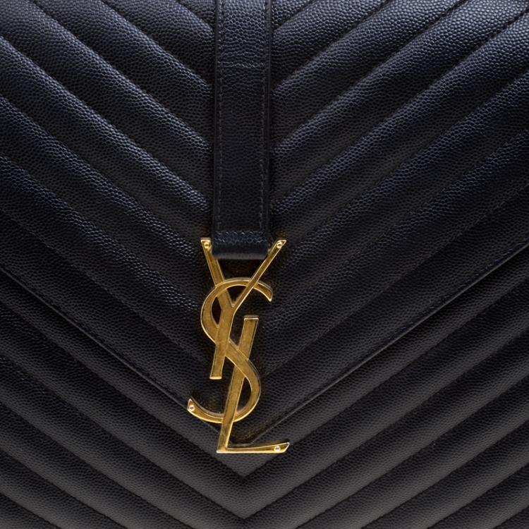 Pre Owned Saint Laurent Paris Black Black Matelasse Leather Cassandre Shoulder Bag