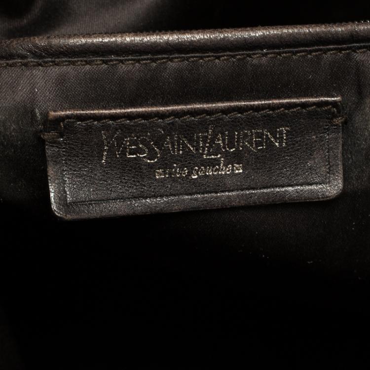 Pre Owned Saint Laurent Paris Beige Lizard Embossed Leather Large Muse Bag