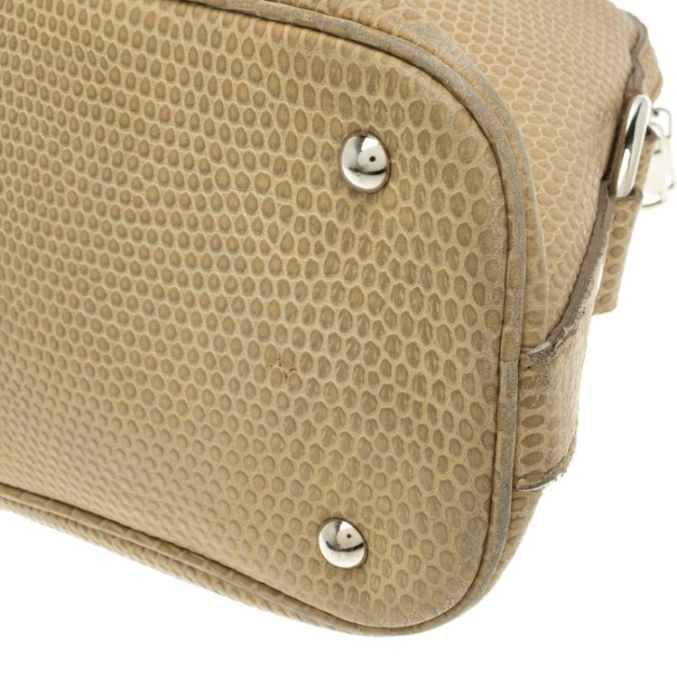 Pre Owned Saint Laurent Paris Beige Lizard Embossed Leather Large Muse Bag