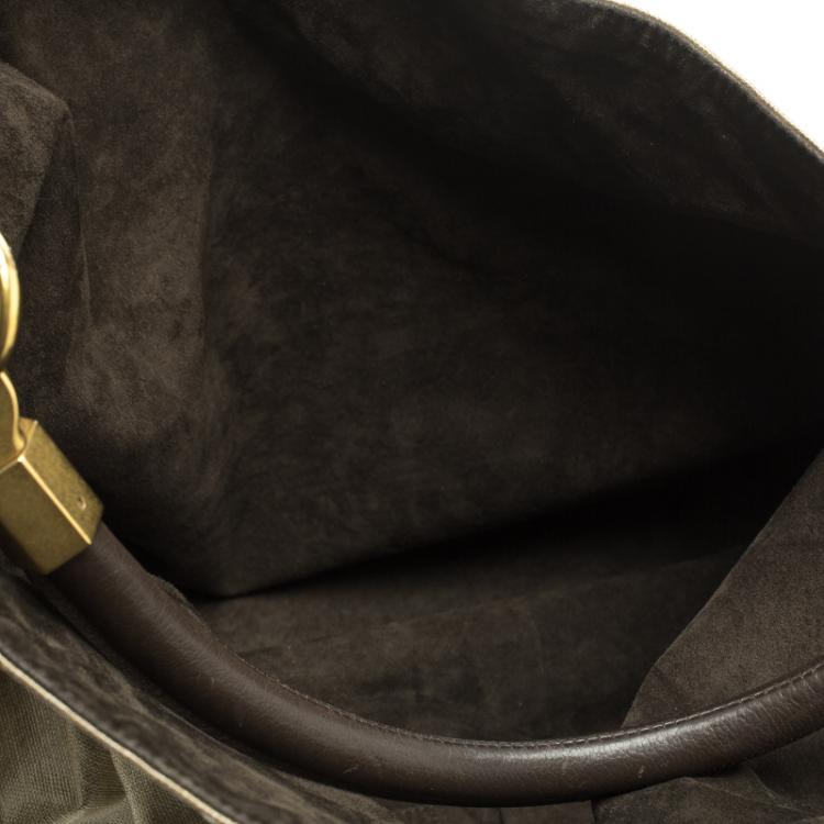 Pre Owned Saint Laurent Paris Beige Coated Canvas Roady Hobo