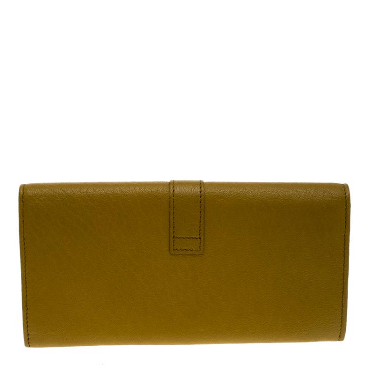 Pre Owned Saint Laurent Paris Tan Leather Y Line Flap Wallet