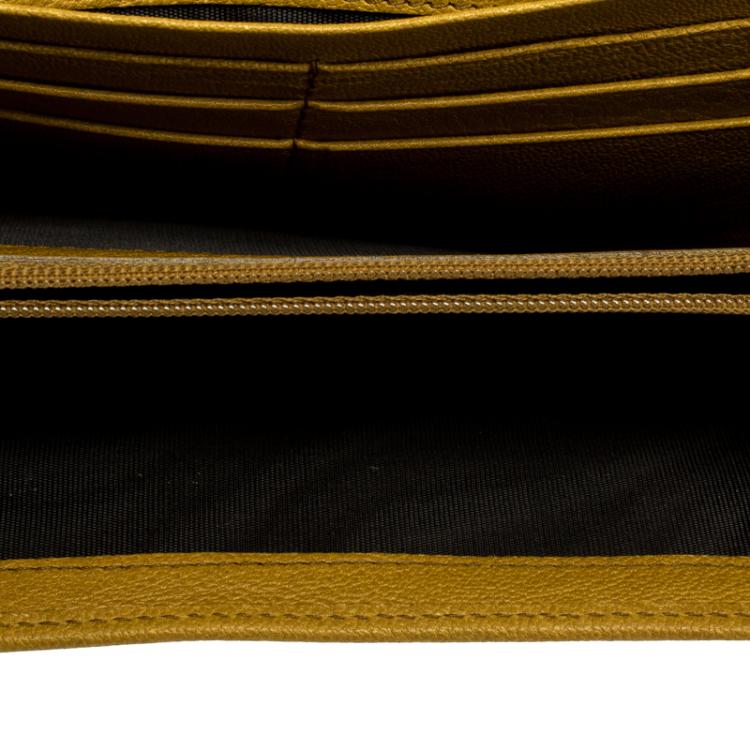 Pre Owned Saint Laurent Paris Tan Leather Y Line Flap Wallet