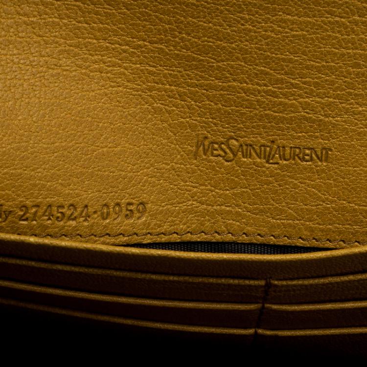 Pre Owned Saint Laurent Paris Tan Leather Y Line Flap Wallet