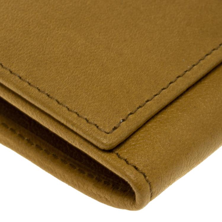 Pre Owned Saint Laurent Paris Tan Leather Y Line Flap Wallet