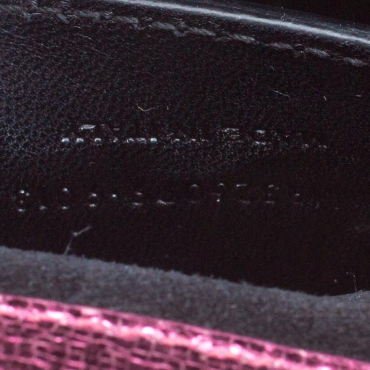 Pre Owned Saint Laurent Paris Metallic Pink Leather Cassandre Clutch