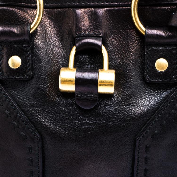Pre Owned Saint Laurent Paris Metallic Black Leather Medium Muse Satchel