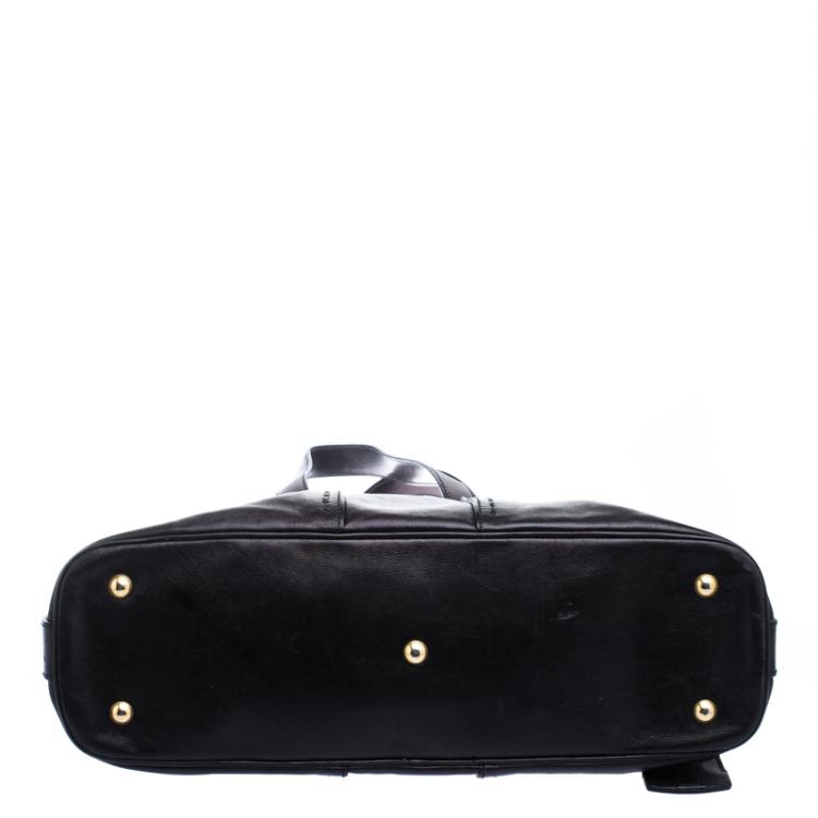 Pre Owned Saint Laurent Paris Metallic Black Leather Medium Muse Satchel