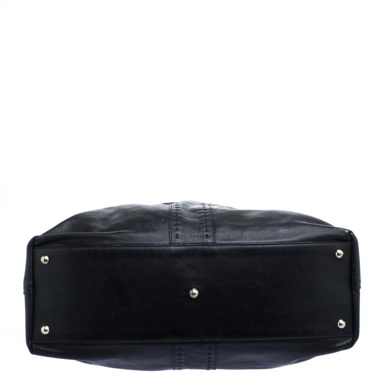 Pre Owned Saint Laurent Paris Black Leather Drawstring Tote