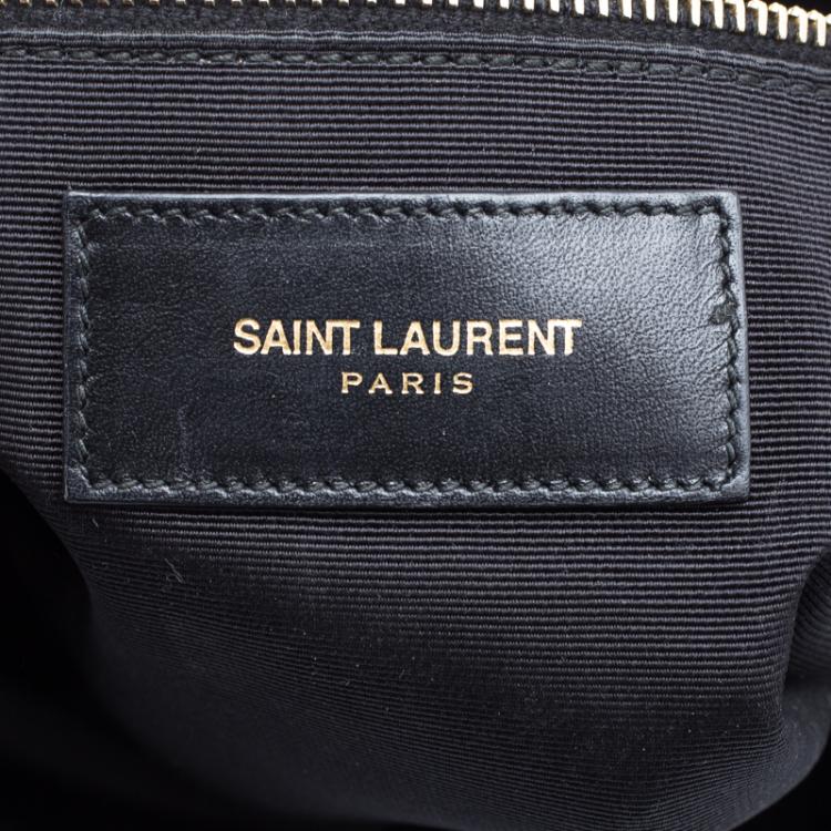 Pre Owned Saint Laurent Paris Black Leather Large Foldover Clutch