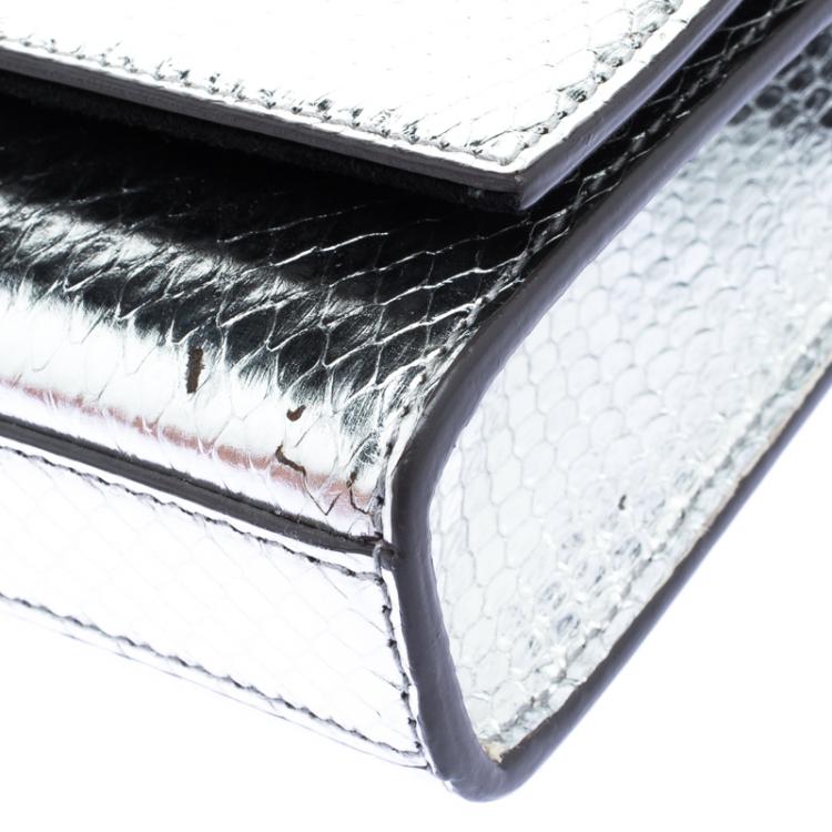 Pre Owned Saint Laurent Paris Silver Python Kate Tassel Clutch