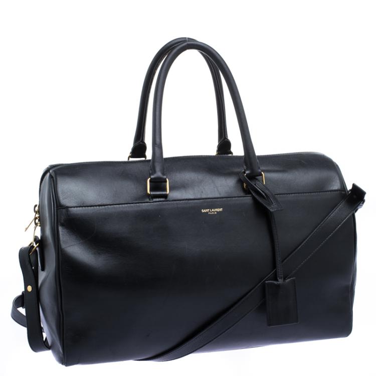 Pre Owned Saint Laurent Paris Black Leather Bo Duffle Bag
