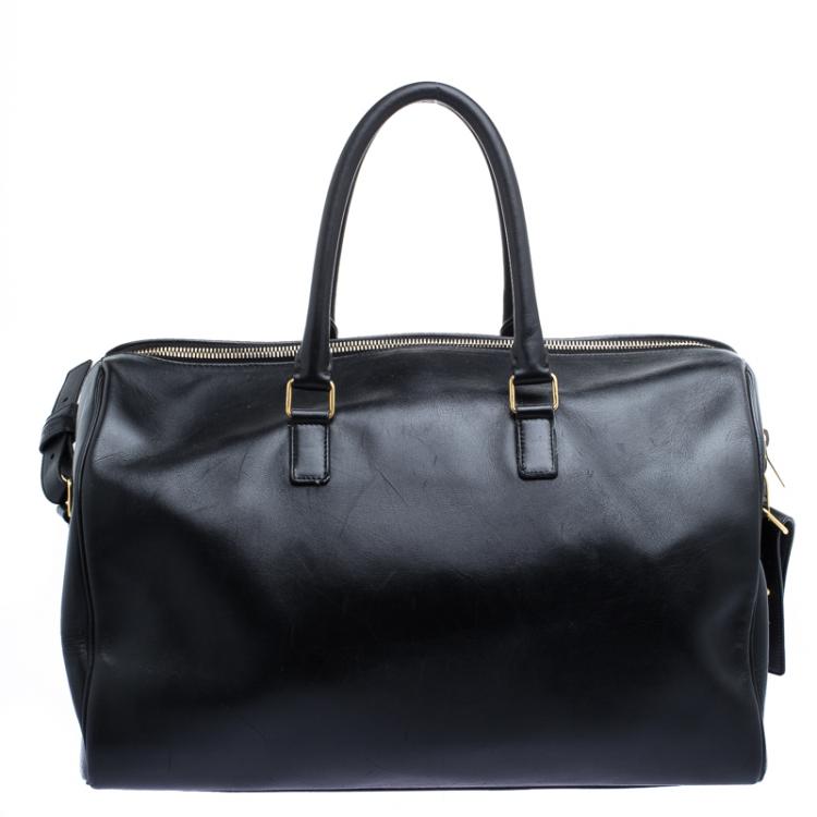 Pre Owned Saint Laurent Paris Black Leather Bo Duffle Bag