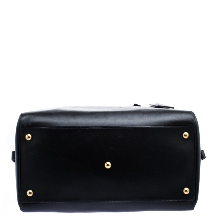 Pre Owned Saint Laurent Paris Black Leather Bo Duffle Bag