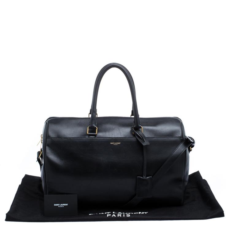 Pre Owned Saint Laurent Paris Black Leather Bo Duffle Bag