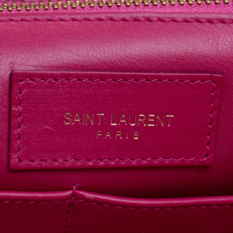 Pre Owned Saint Laurent Hot Pink Leather Medium Cabas Chyc Tote