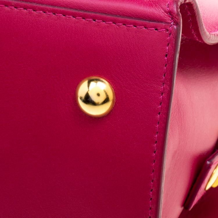 Pre Owned Saint Laurent Hot Pink Leather Medium Cabas Chyc Tote